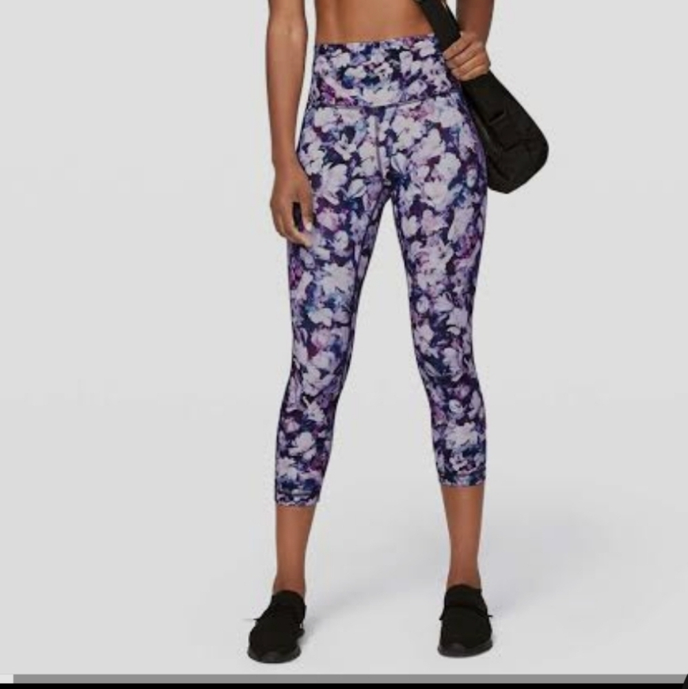 Lululemon Floral Purple and White Leggings